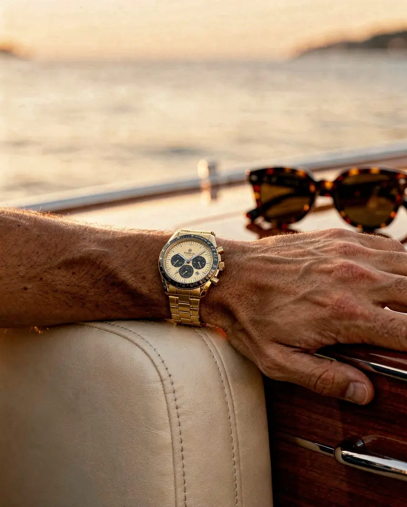 Kompass Stockholm Kompass ChronoSpeed Steel Gold