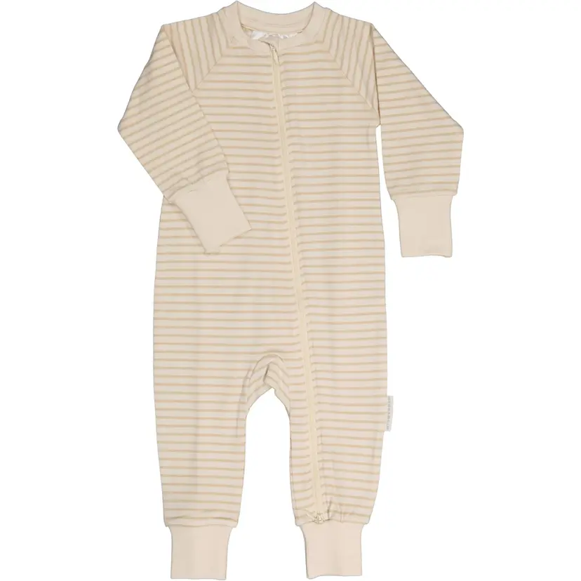 Geggamoja Tvåvägs-zip Pyjamas Bambu Classic Vit/Beige - 98/104