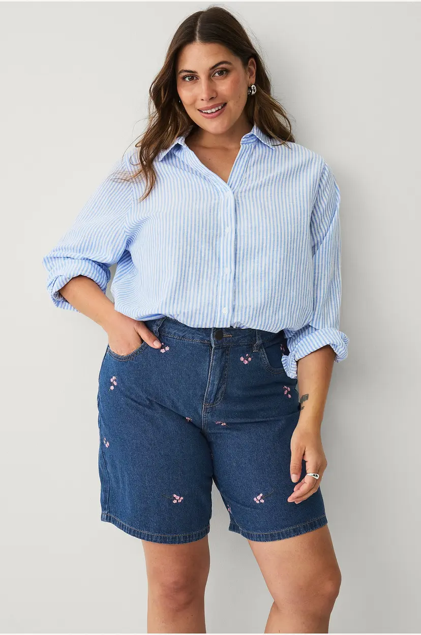 Zizzi Jeans-shorts jEva Embroidery Shorts