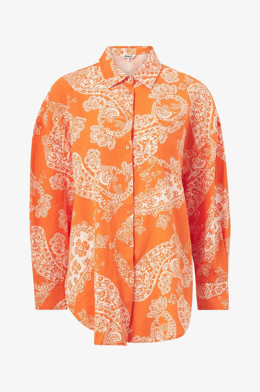 ONLY Skjorte onlCorina-Caro L/S Loose Shirt Pnt - Orange