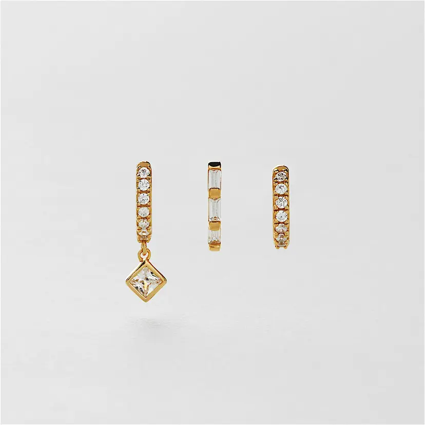 Safira Bling Huggie Hoops 3-pack