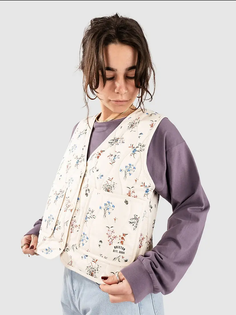 Brixton Brixton Field Floral Quilted Vest hvit