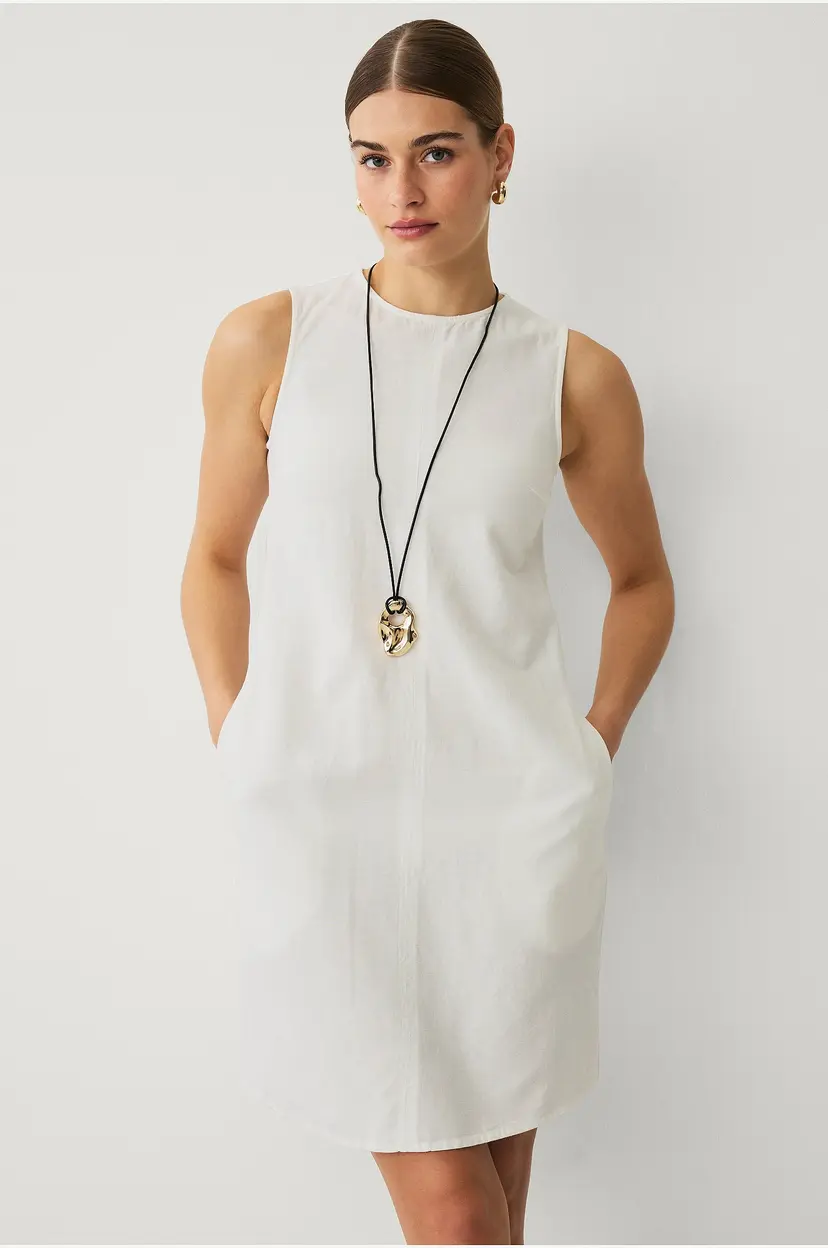 Vila Kjole viPrisilla O-neck S/L Short Dress - Hvit