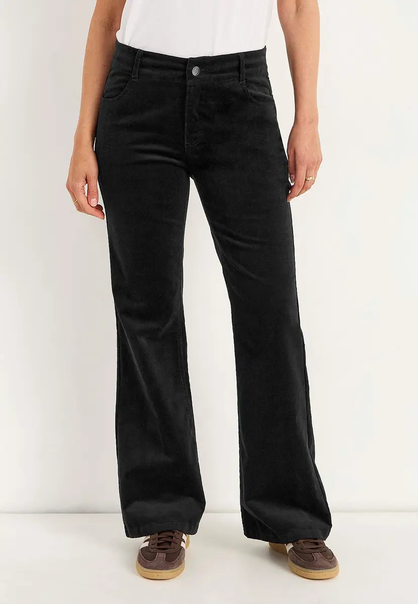 Cellbes of Sweden Smalstripet, bootcut kordfløyelsbukse