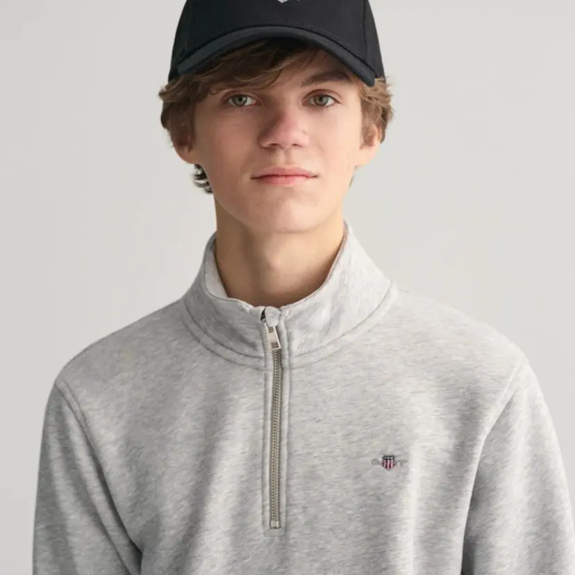 GANT Gant - Genser Jr Shield Half Zip Light Grey Melange
