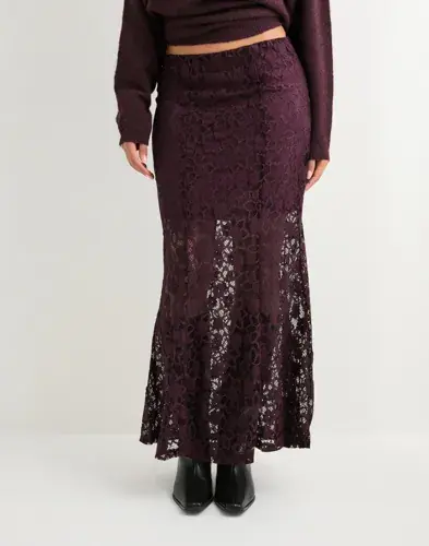Vero Moda Vero Moda - Rød - Vmmeta Lace Hw Ankle Skirt Wvn Ga