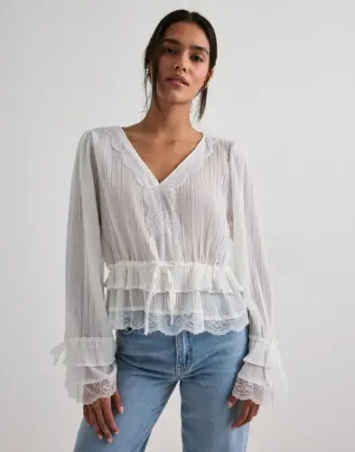 Vero Moda Vero Moda - Hvit - Vmfeline Ls Short Top Exp