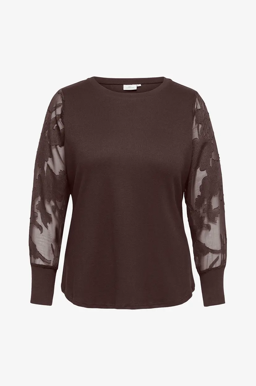 Only Carmakoma Bluse Caramilla L/S O-Neck Mix Blouse Jrs - Brun