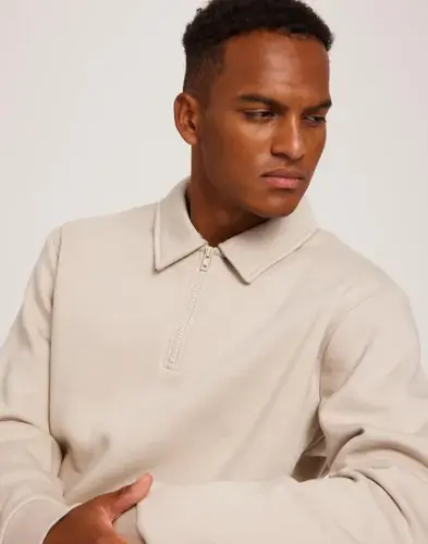 Only & Sons Only & Sons Onsceres 1/4 Zip Sweat Polo Half zip Beige