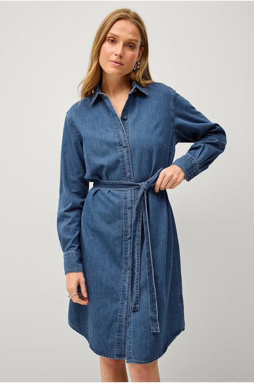 Ellos Collection Skjortekjole i denim - Blå