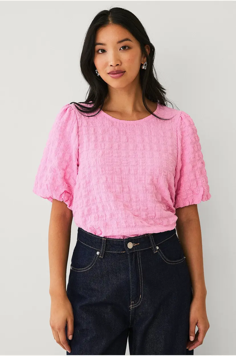 Ellos Collection Jerseybluse med ballongermer - Rosa