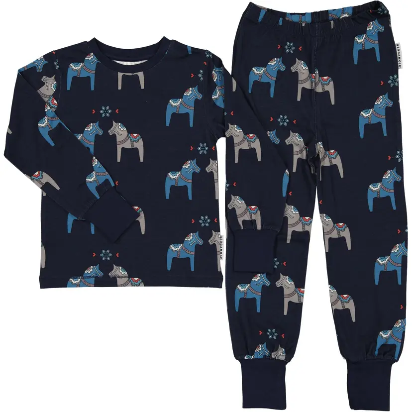 Geggamoja Pyjamas tvådelad Bambu Dalahäst Navy - 98/104