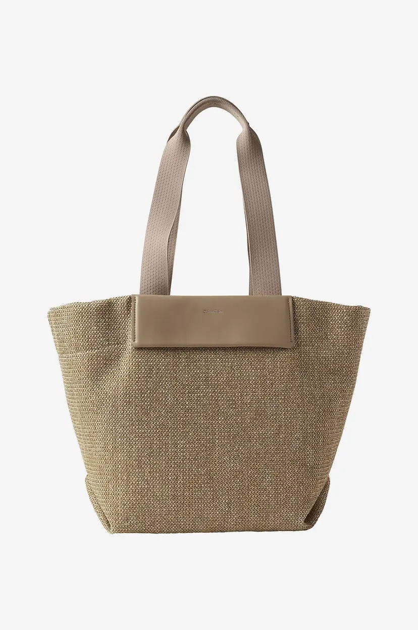 Calvin Klein Vesken CK Raffia Medium Shopper - Brun