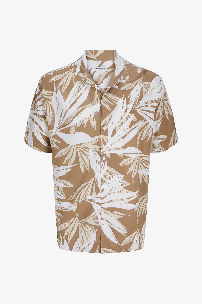 Jack & Jones Skjorte jjeJeff Tropical Aop Resort Shirt - Beige