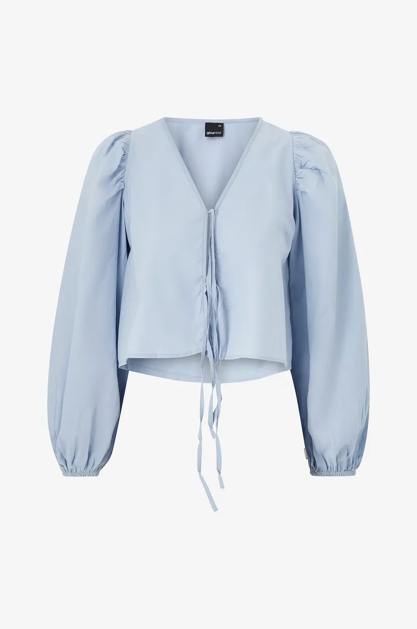 Gina Tricot Bluse Tie Blouse - Blå