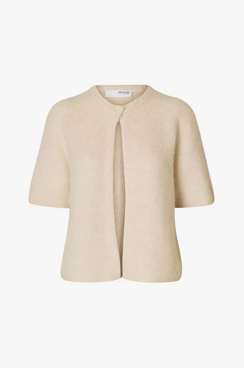 Selected Women Kardigan slfSia Ras 2/4 Rib Knit NO - Beige