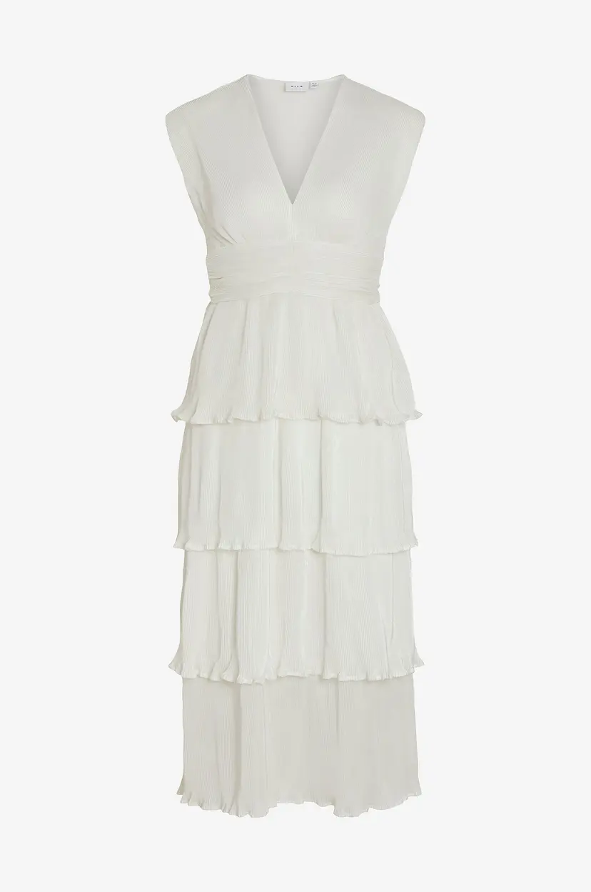 Vila Kjole viLillian V-neck Plisse Ankle Dress - Hvit