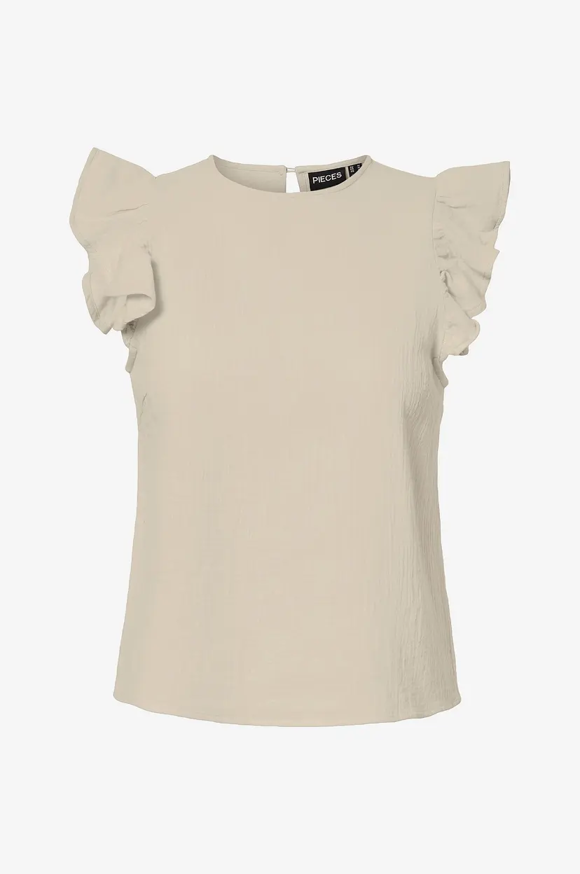 Pieces Bluse pcSastina SL O-neck Top Wvn Msa BC - Grå