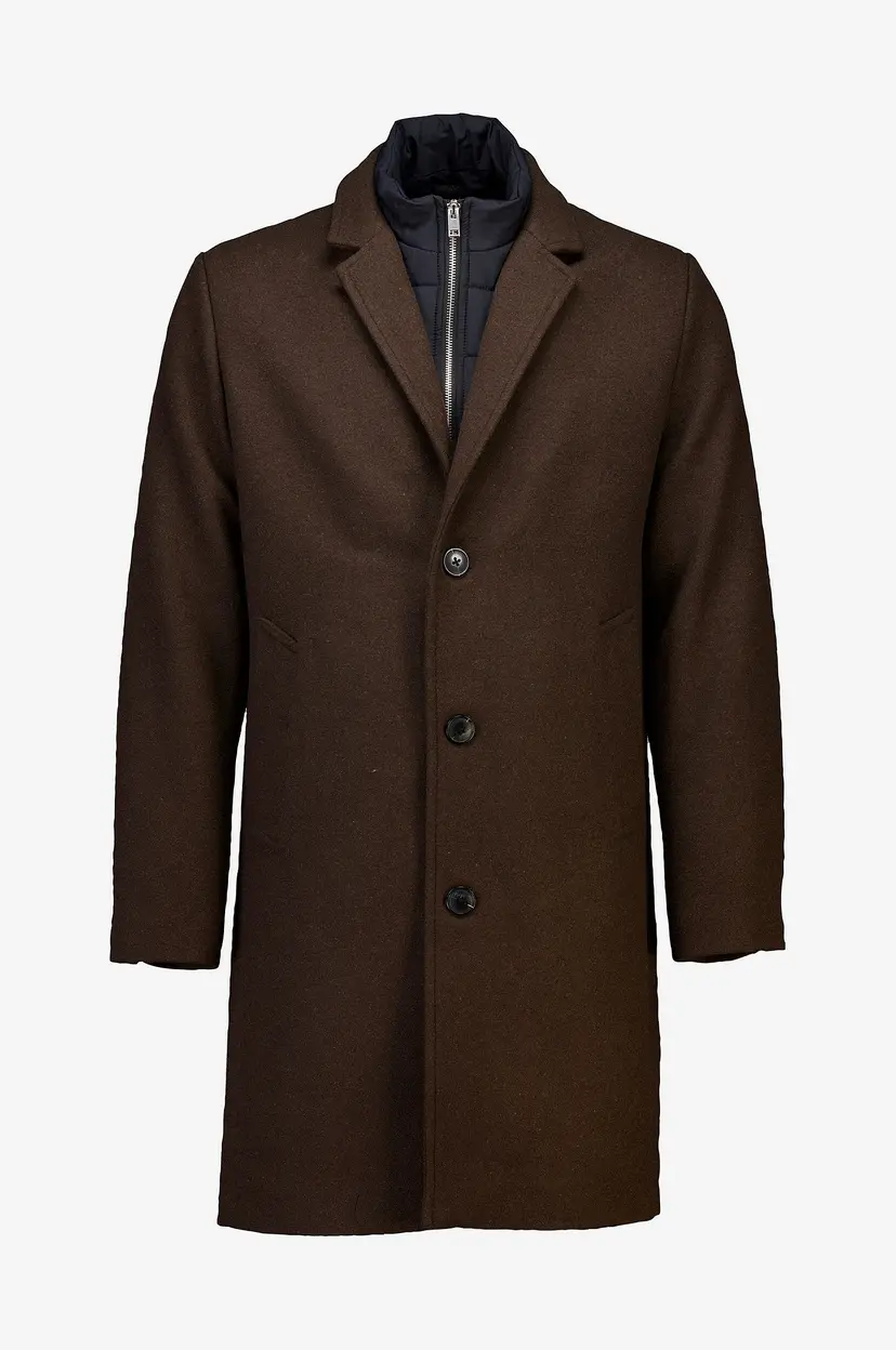 Lindbergh Frakk Detachable Collar Lapel Coat - Brun