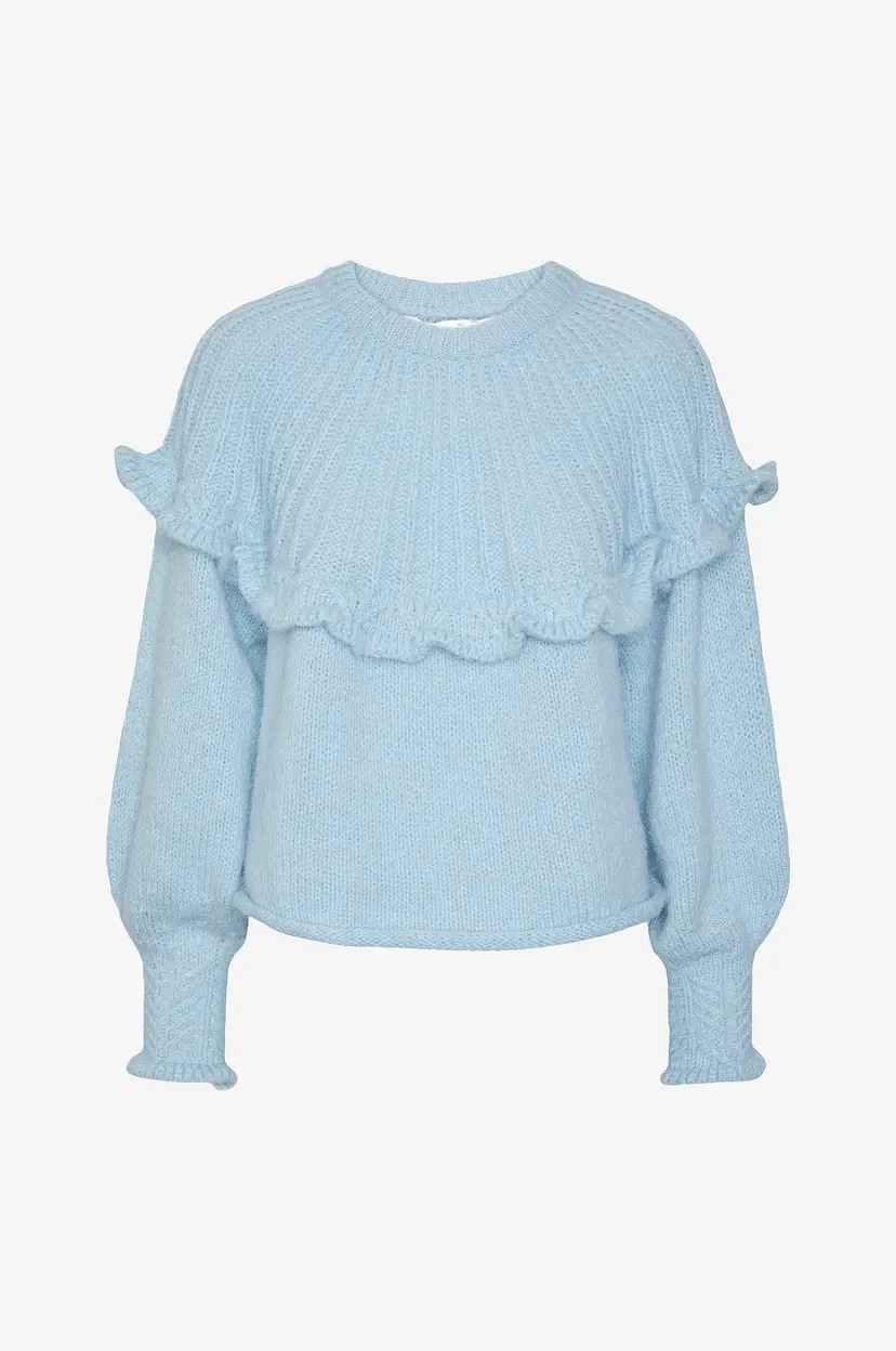 Pieces Genser pcRikka LS Oneck Knit BC - Blå