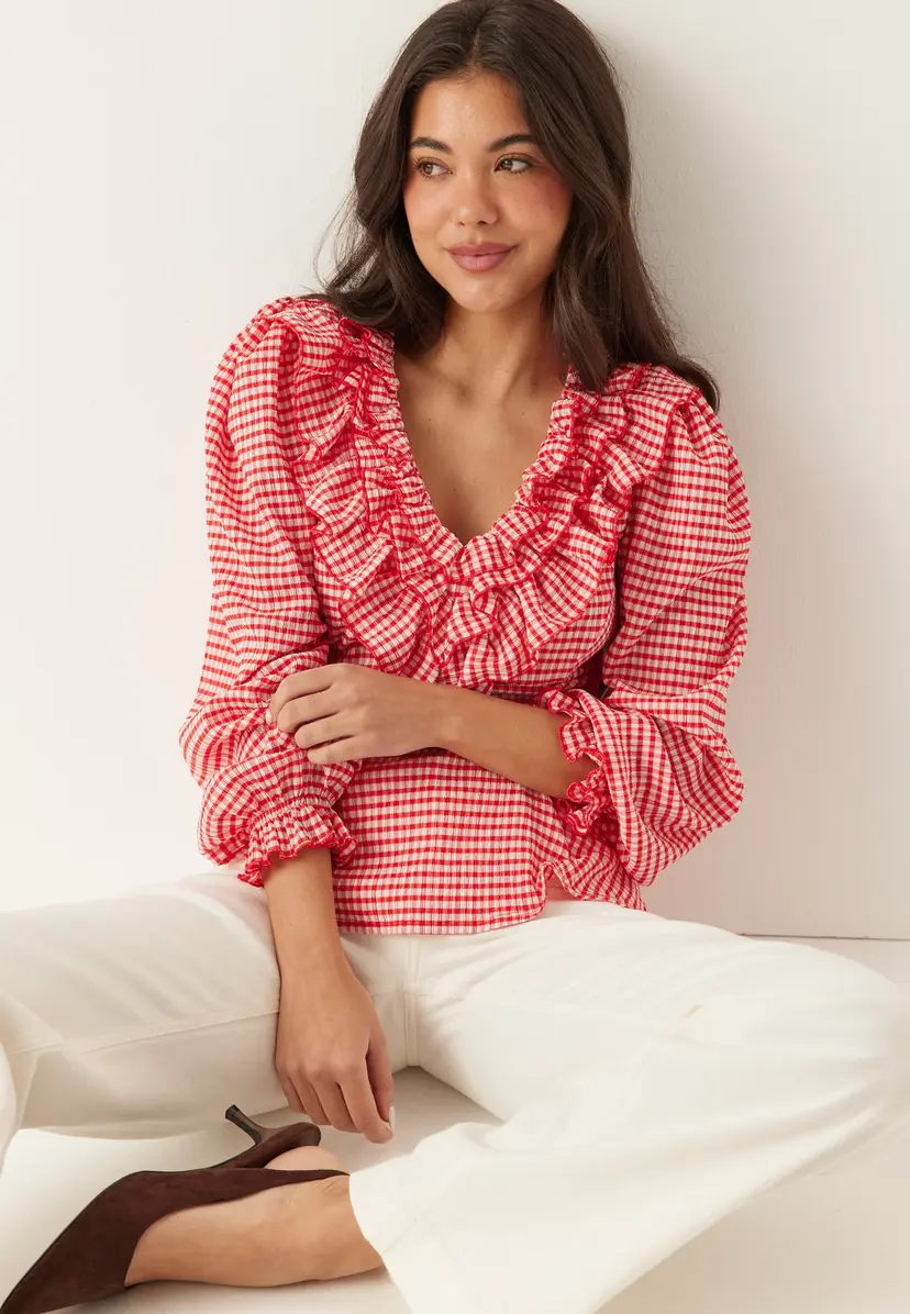 Bubbleroom Jersey Frill Peplum Blouse