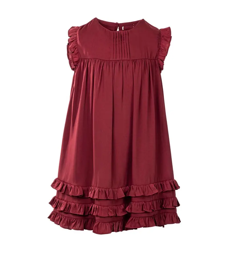 Salto Salto Ninni Satin Kjole M/Rysjer Rød (98/104)