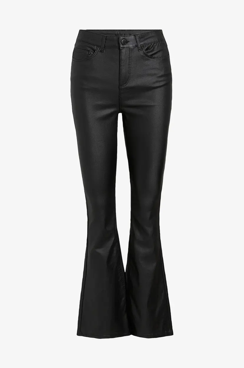 Vila Bukser Viziz Hw Flared Coated Denim Pants - Svart