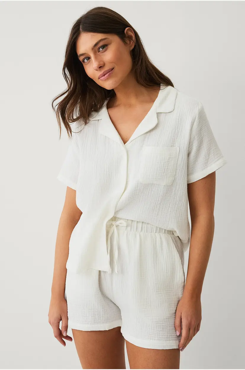 Ellos Collection Pyjamasshorts i bomull - Hvit