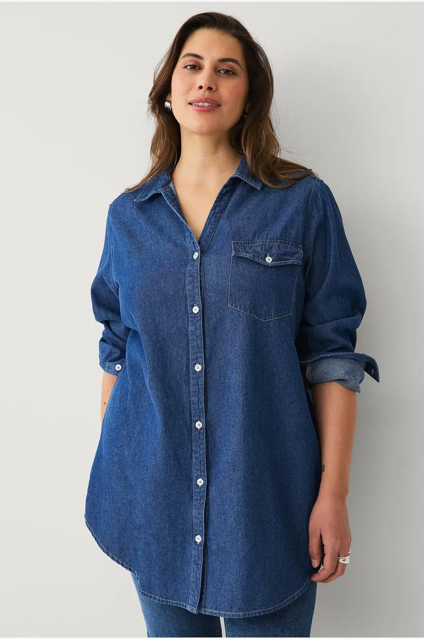 Ellos Plus collection Lang denimskjorte - Blå