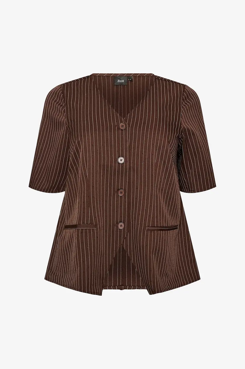 Zizzi Kortermet bluse Mpatty, 1/2, Blouse - Brun