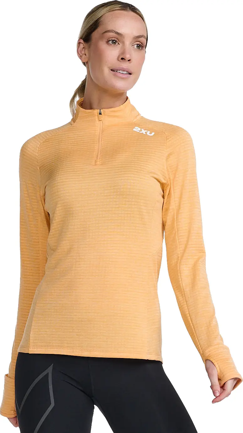 2XU 2XU Women's Ignition 1/4 Zip Peach/White Reflective