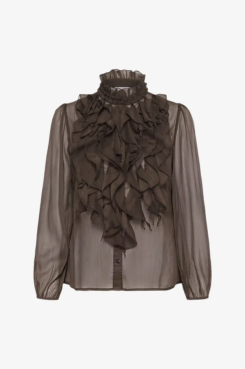 Saint Tropez Bluse LiljaSZ Crinkle LS Shirt - Brun