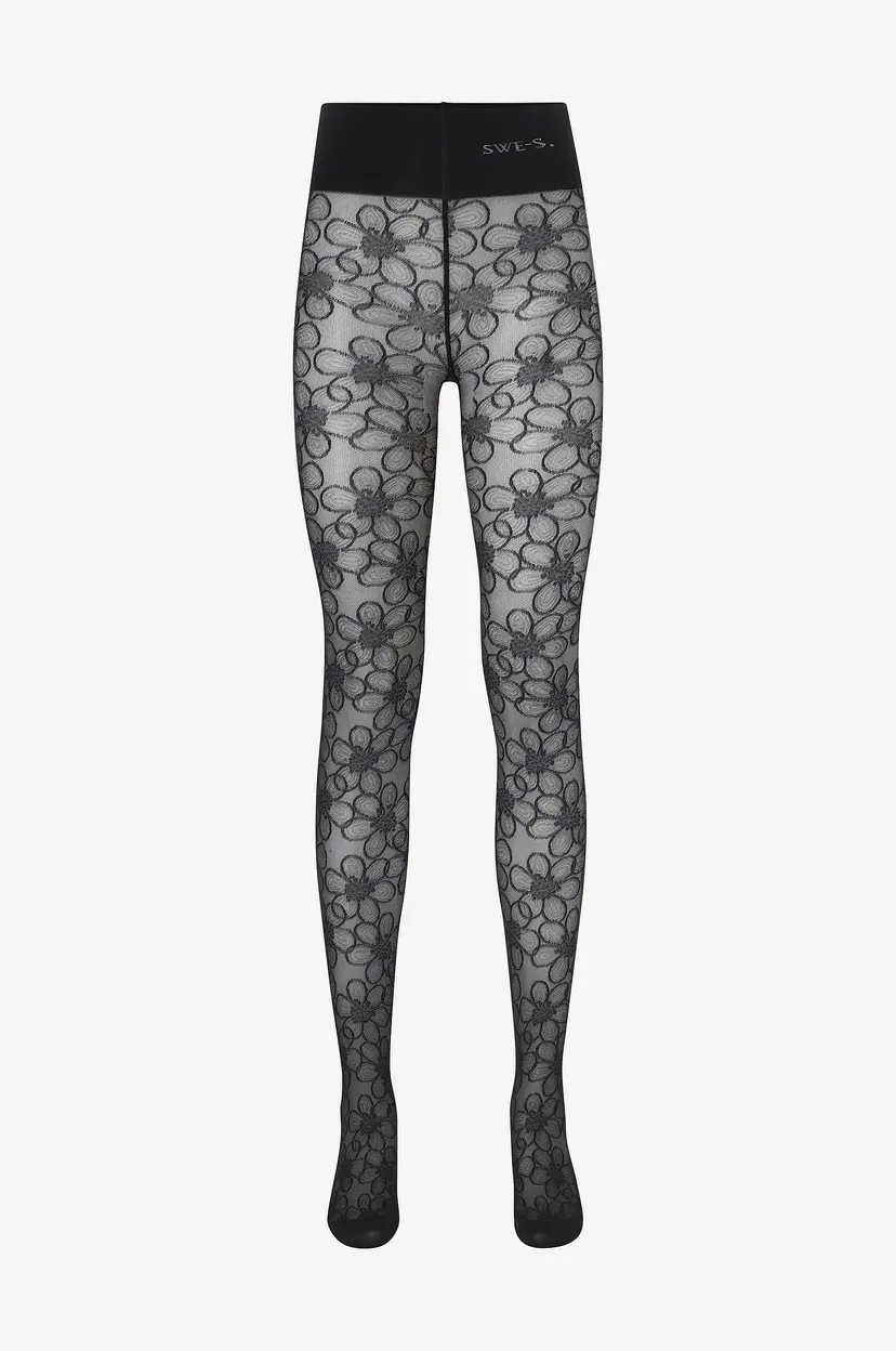 Swedish Stockings Tights Maja Flower Tights - Svart