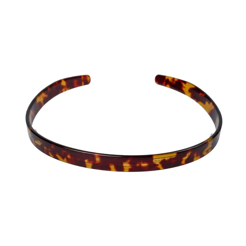 Dark Plain Hair Band Thin Brown Tortoise