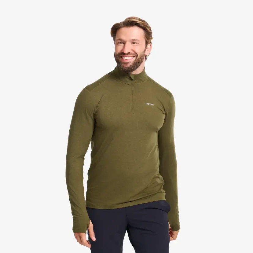 RevolutionRace Impulse Half-zip Top Herre Dark Olive Melange