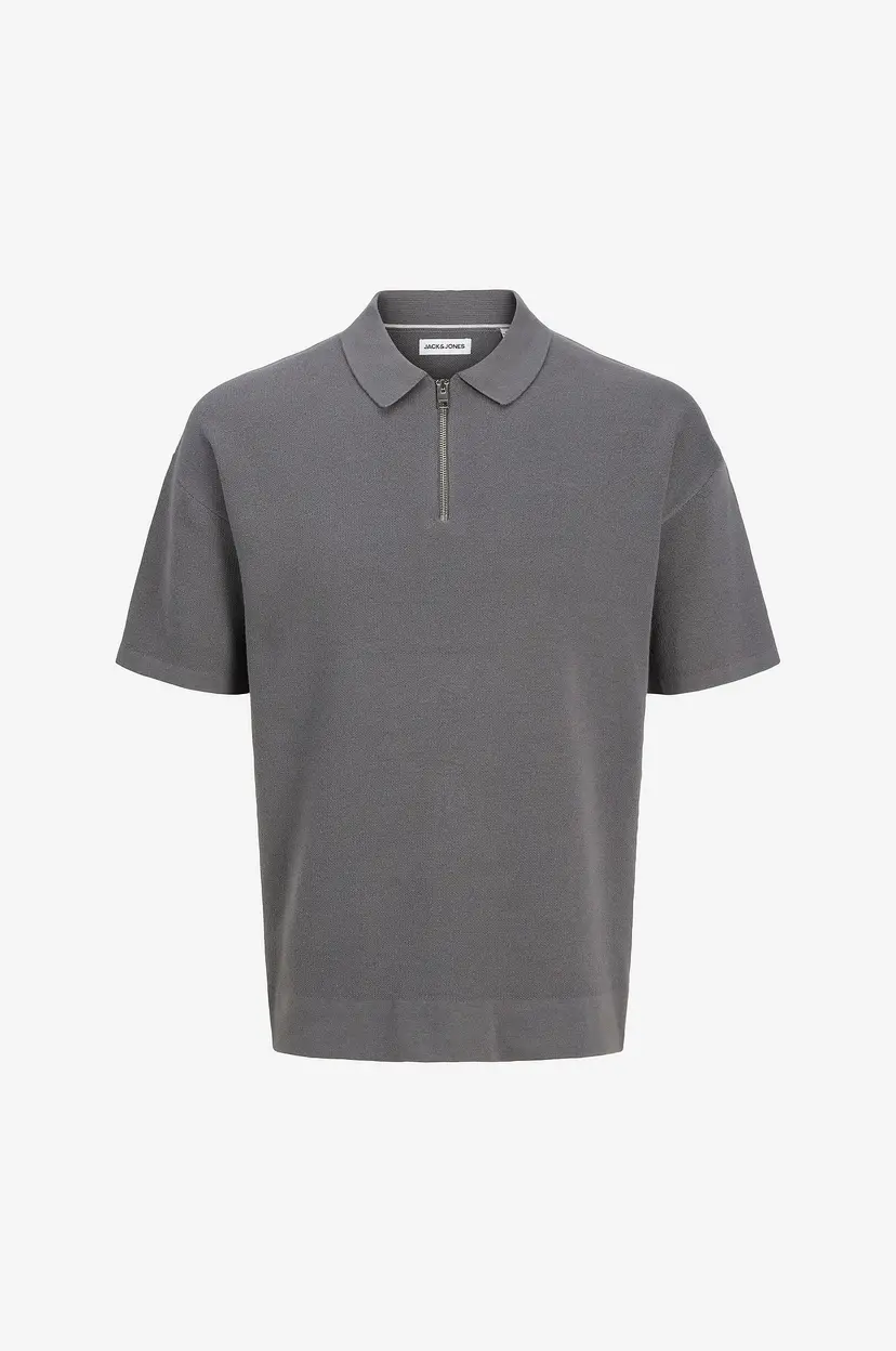 Jack & Jones Genser jjTroy Knit Zip Polo - Grå