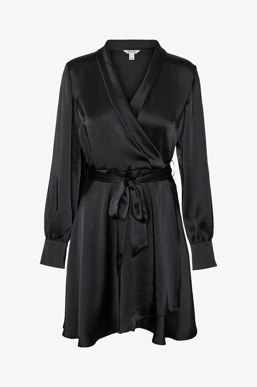 Vero Moda Kjole vmBea LS Shawl Neck Short Dress - Svart