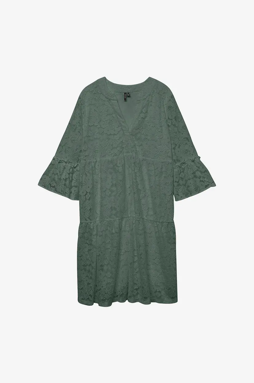 Vero Moda Curve Blondetunika vmHoney Lace 3/4 V-neck Tunic Wvn - Grønn