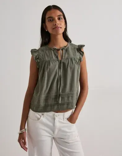 ONLY Only - Grønn - Onlaris Life Sl Tie Neck Top Wvn Cc