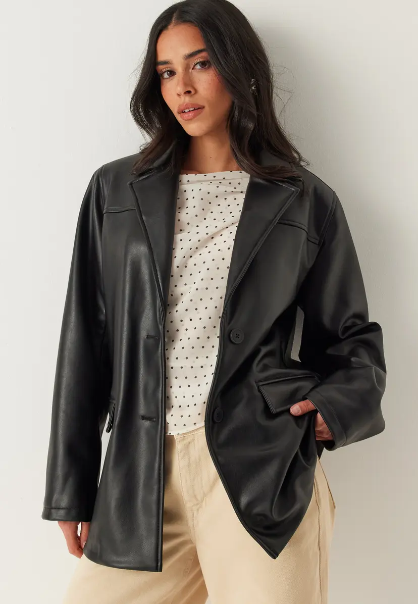 Bubbleroom PU Blazer Jacket