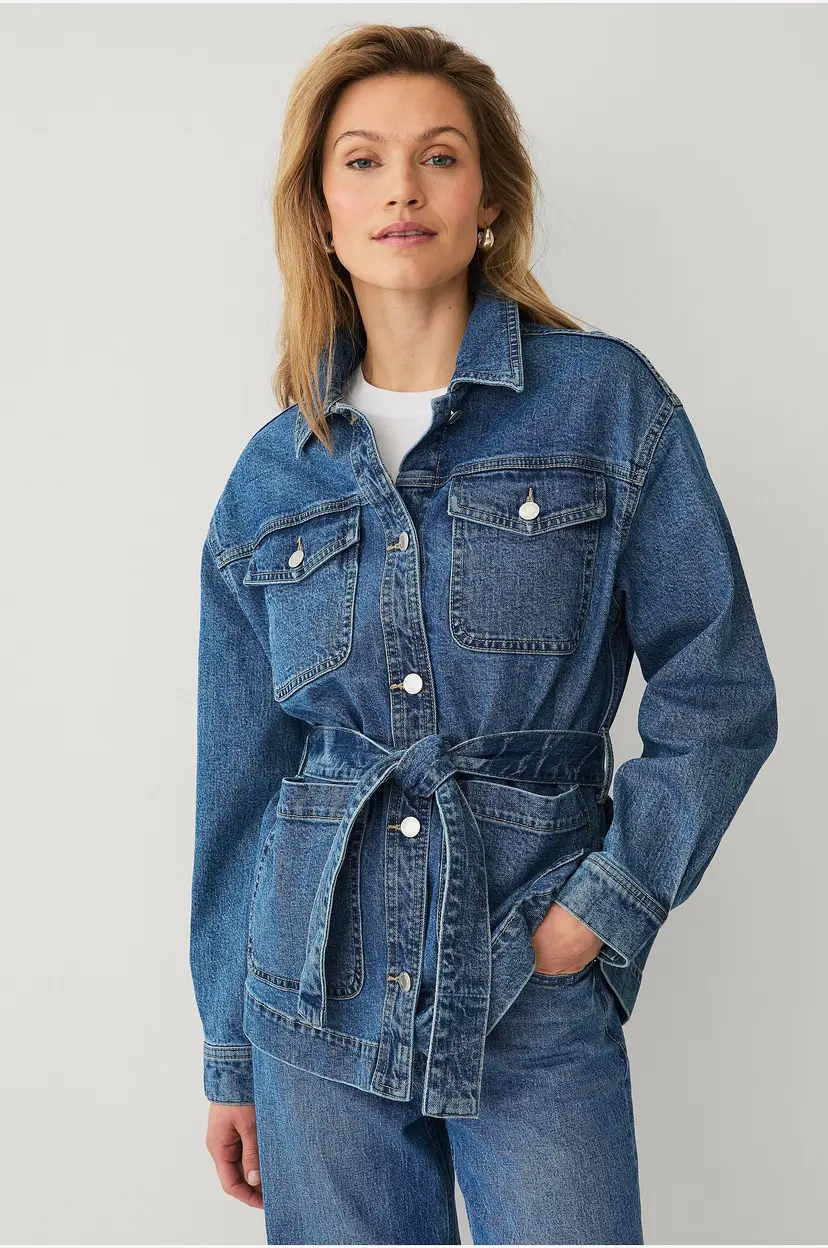 Ellos Collection Denim jakke med knytebelte - Blå