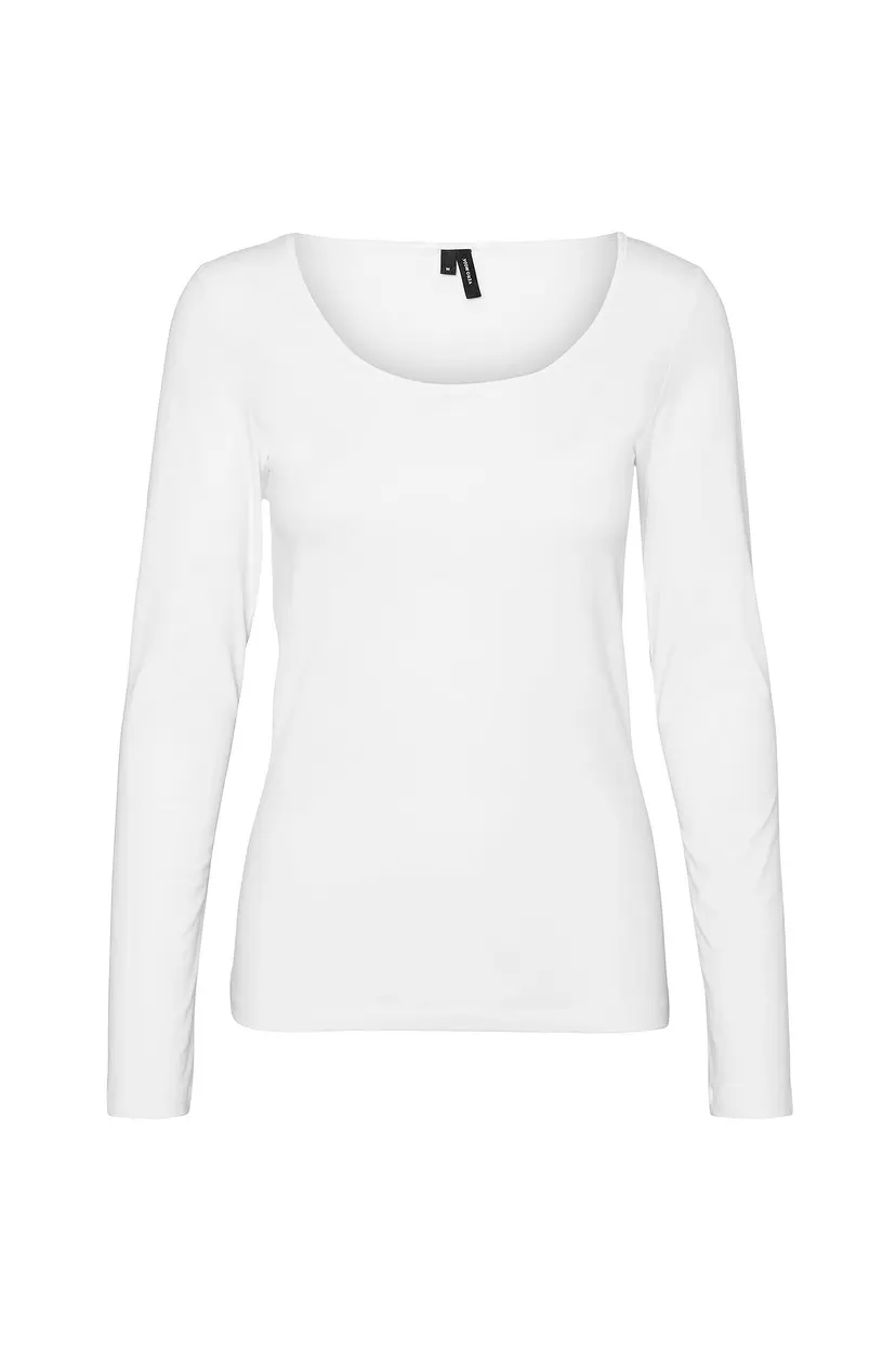 Vero Moda Topp vmMaxi My LS Soft Short U-neck - Hvit