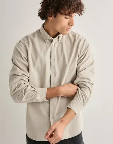 Selected Men Selected Men Slhregdanni Cord Bd Ls Shirt Noos Kordfløyelskjorter Beige