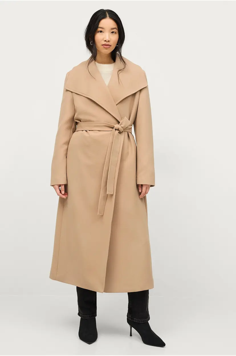 Ellos Collection Vårfrakk med stor krage - Beige