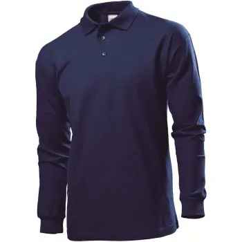 Stedman Stedman Polo Long Sleeve Men Marine bomull Small Herre