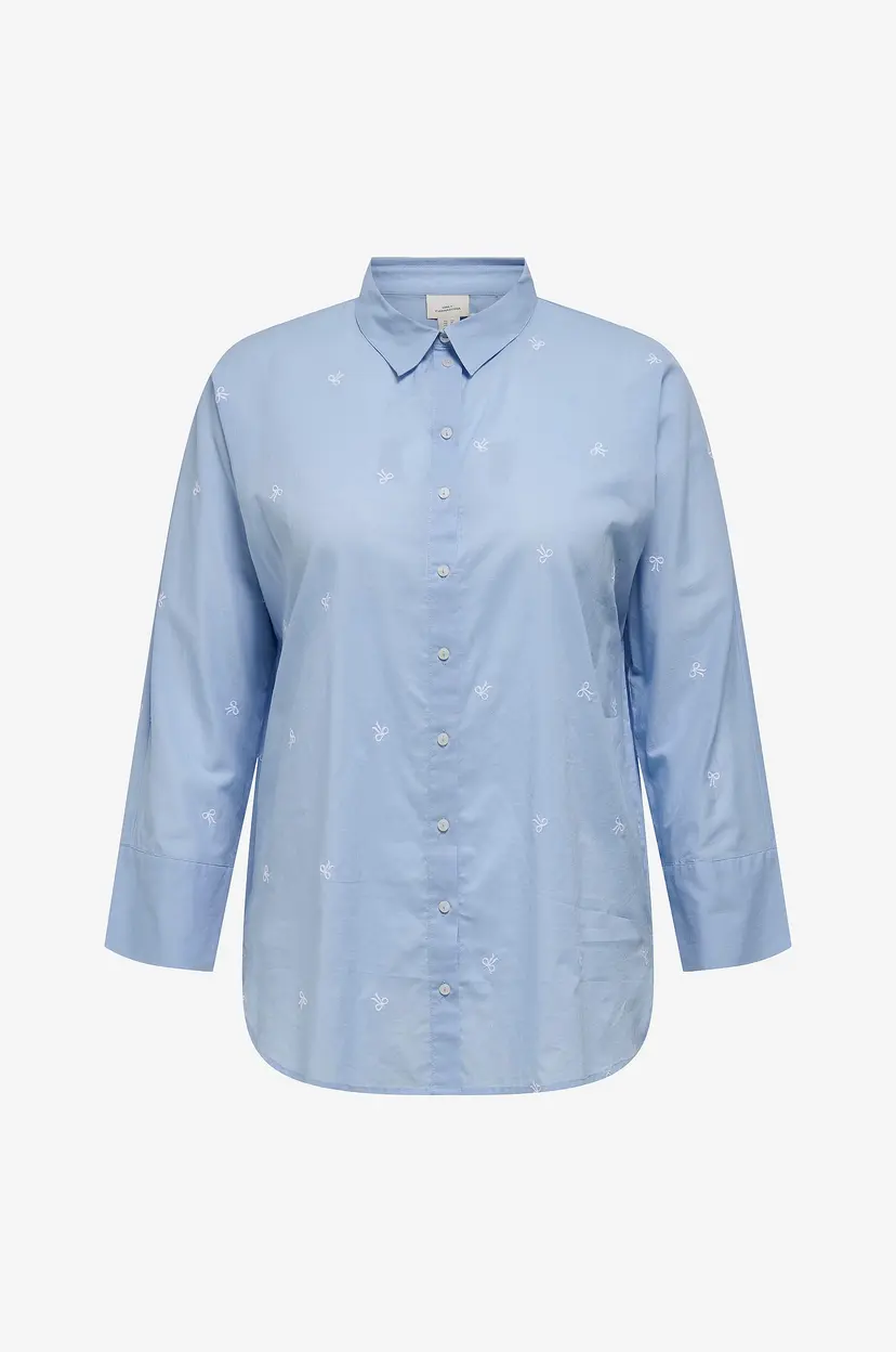 Only Carmakoma Skjorte carNew Lina Grace LS Emb Shirt - Blå