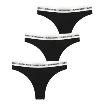 Björn Borg Björn Borg Truser 3P Logo Thong Svart bomull Dame