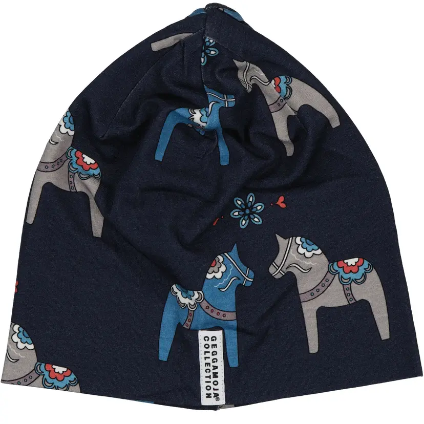 Geggamoja Mössa Bambu Dalahäst Navy - M 5-6 år