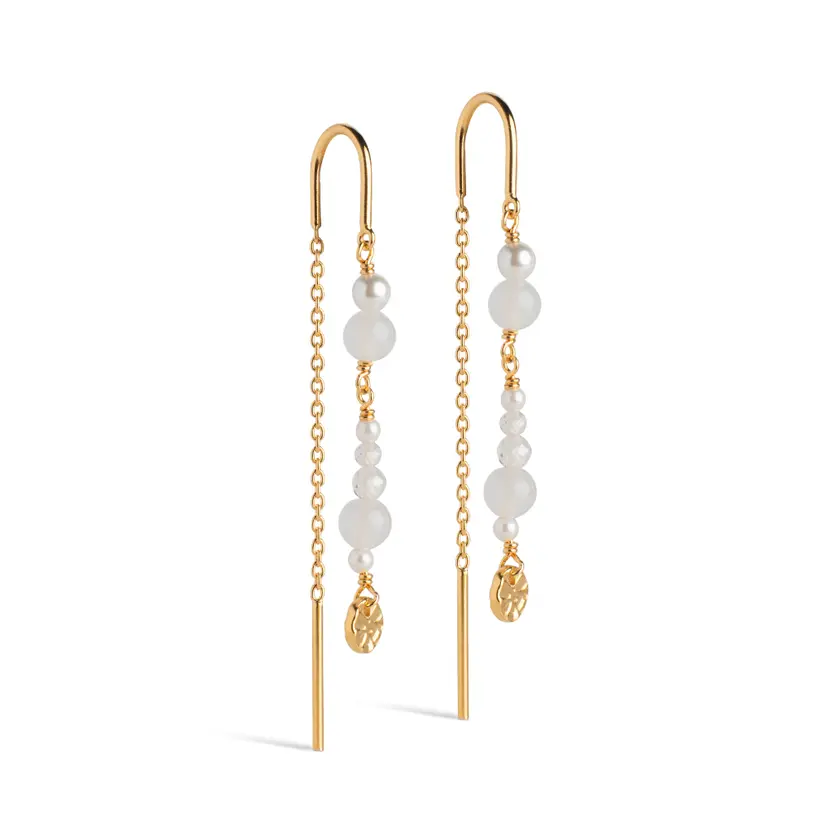 Enamel Enamel - Sofia White and Pearls ørehænger i forgyldt sølv - E282G-WhiteandPearls
