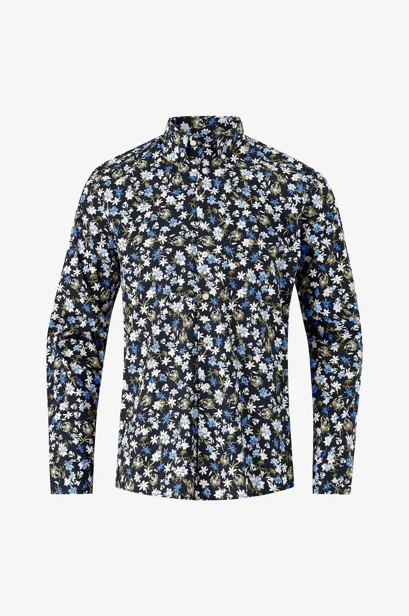 Lindbergh Skjorte Aop Floral Shirt L/s - Blå